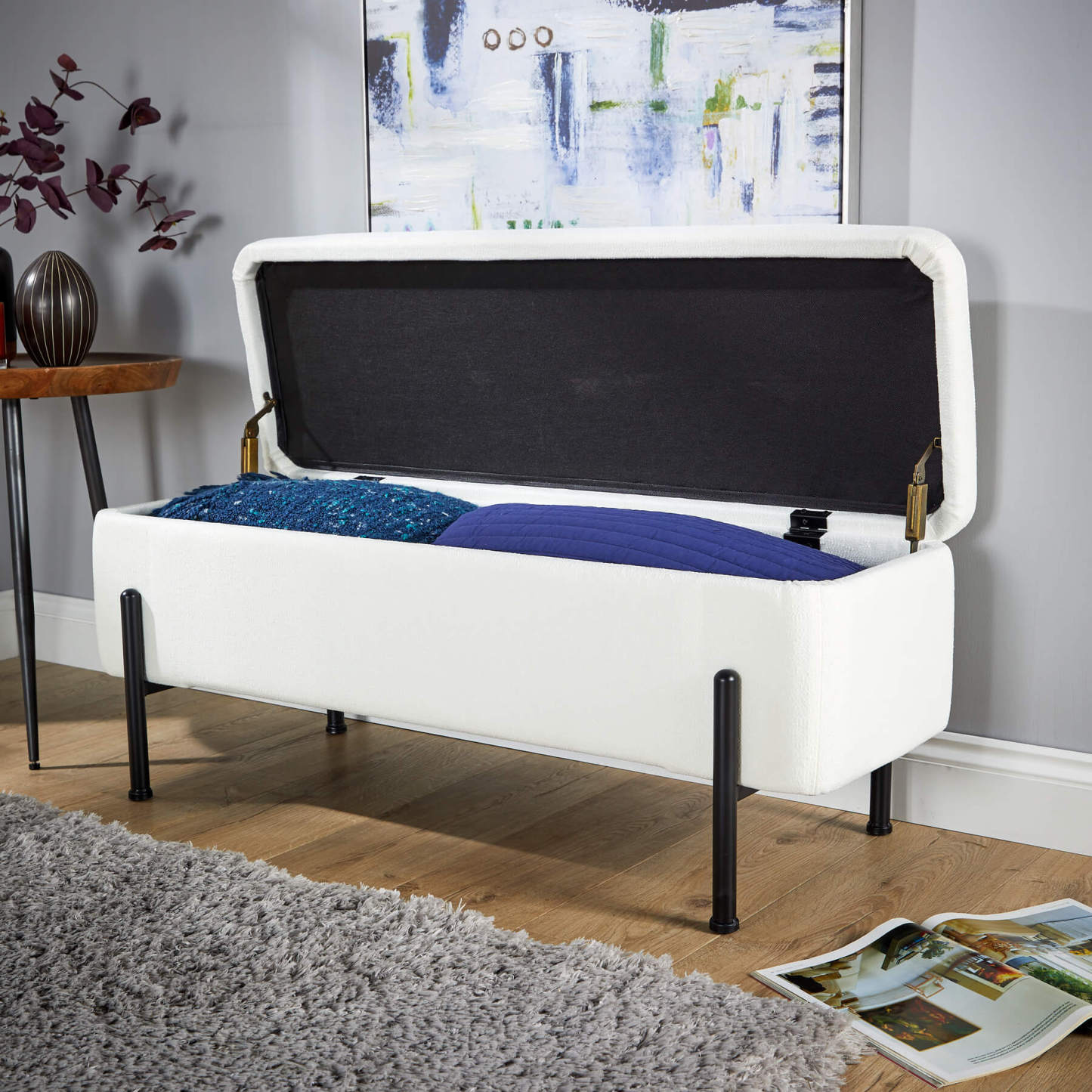 Oasis Velvet Storage Ottoman