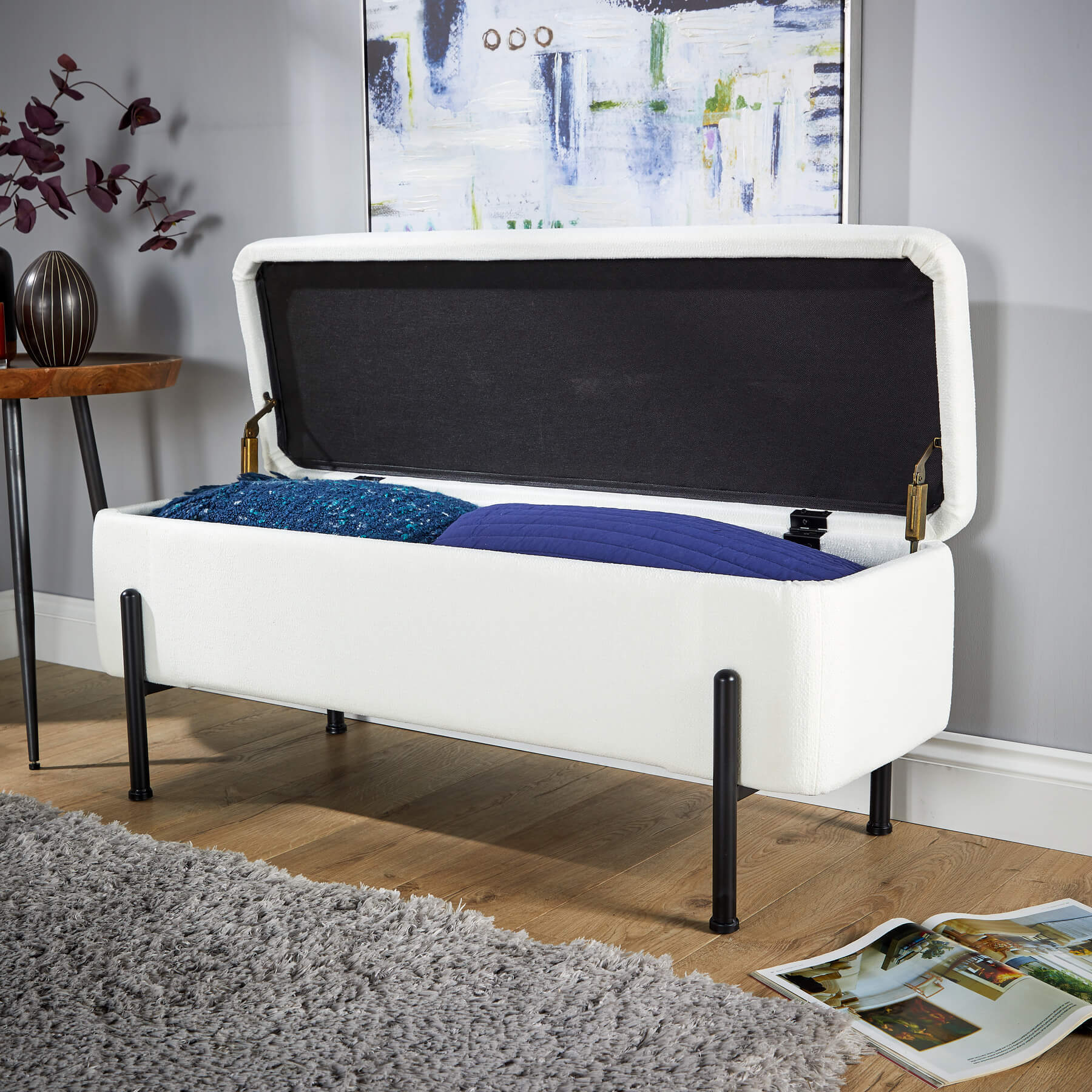 Oasis Velvet Storage Ottoman