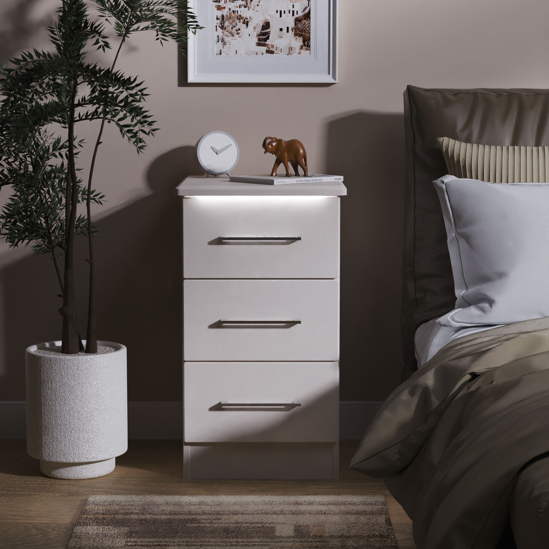 Palais 3 Drawer Bedside