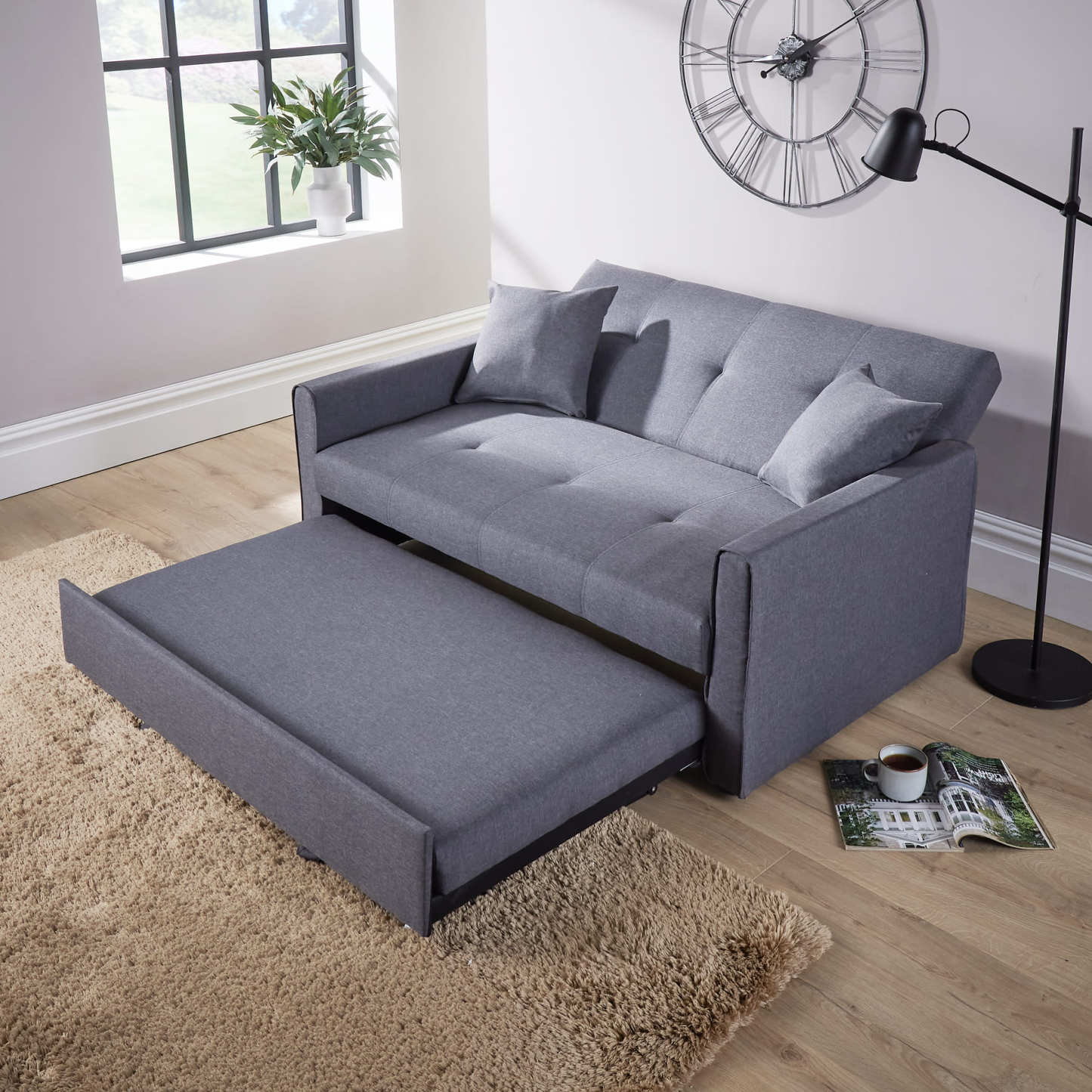 Charleston Linen Dark Grey Sofa Bed