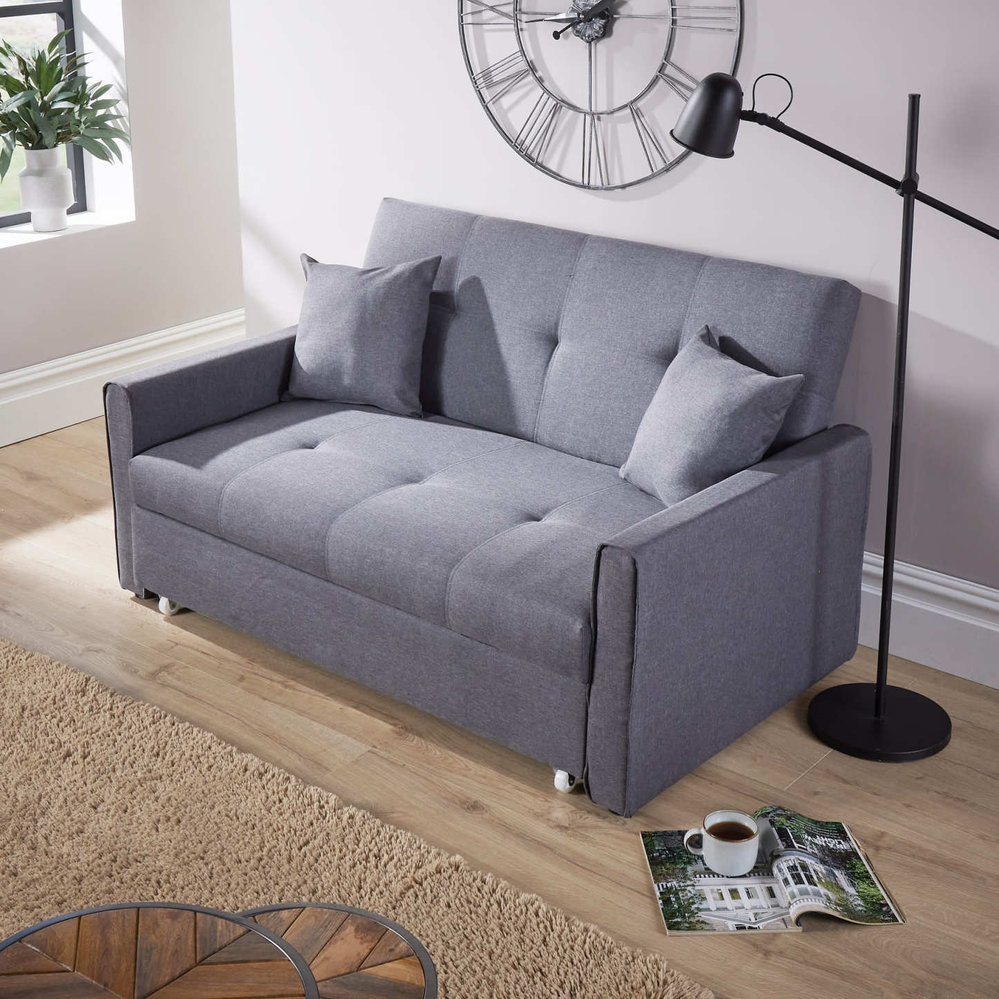 Charleston Linen Dark Grey Sofa Bed
