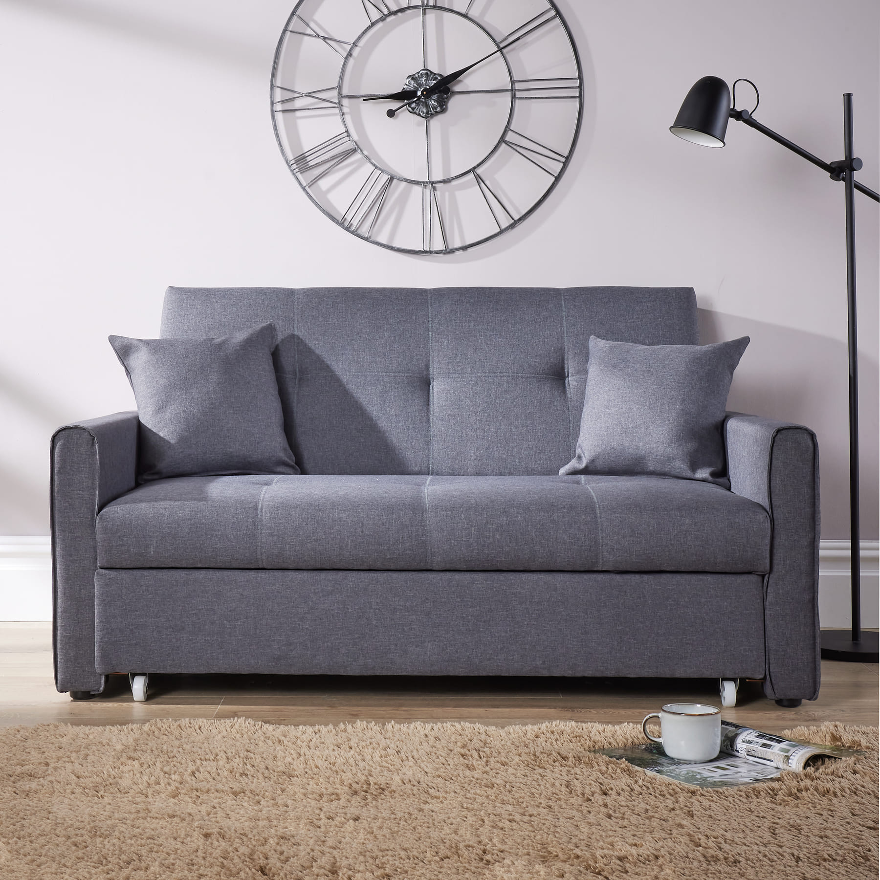 Charleston Linen Dark Grey Sofa Bed