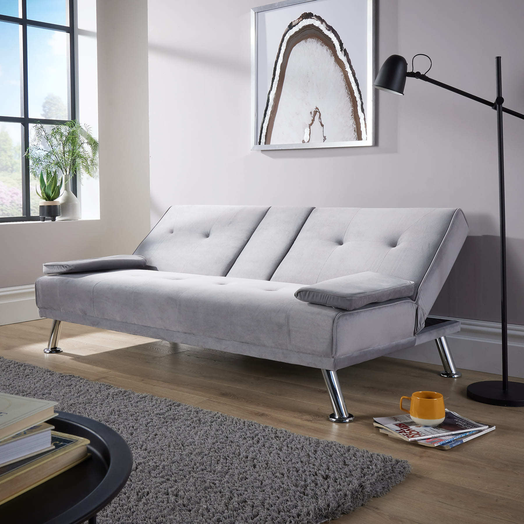 Luna Grey Velvet Sofa Bed