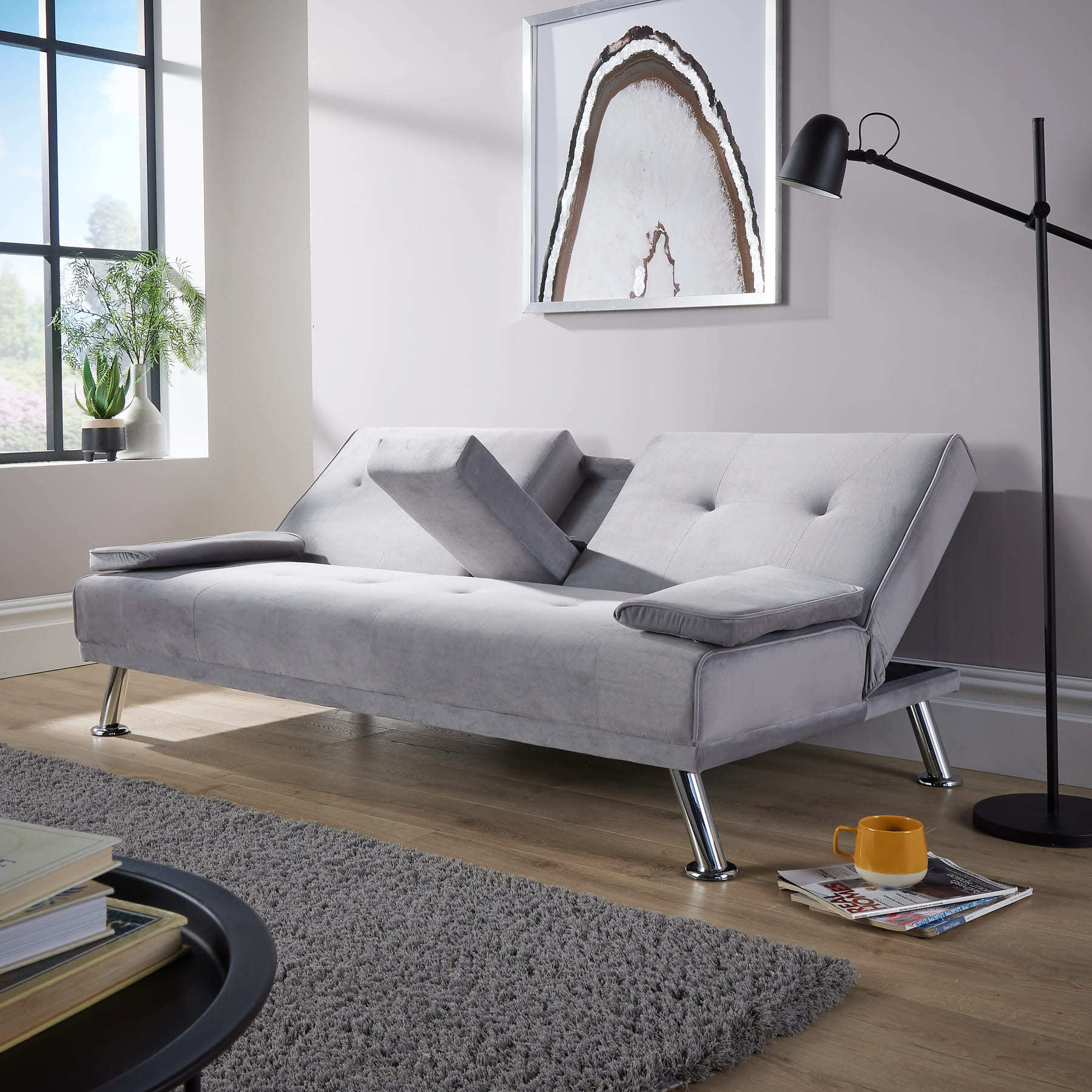 Luna Grey Velvet Sofa Bed