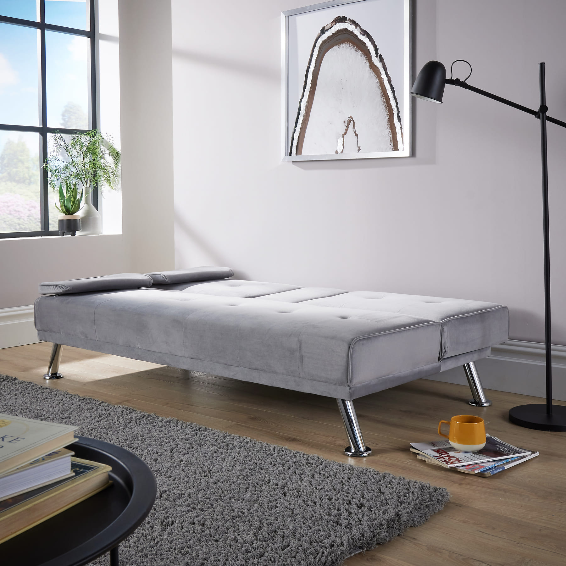 Luna Grey Velvet Sofa Bed