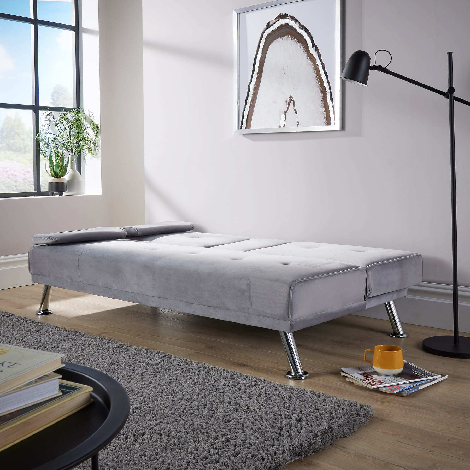 Luna Grey Velvet Sofa Bed