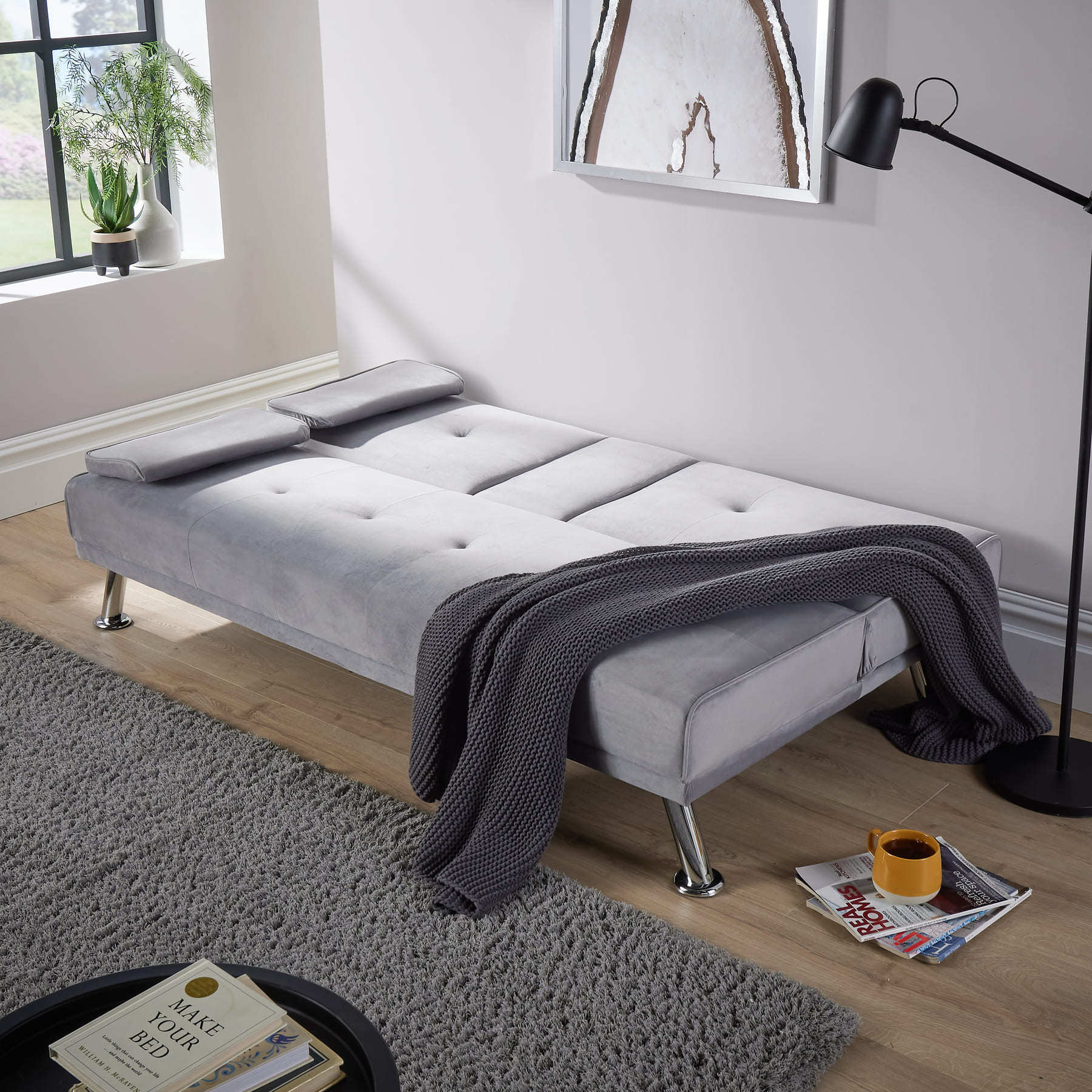 Luna Grey Velvet Sofa Bed