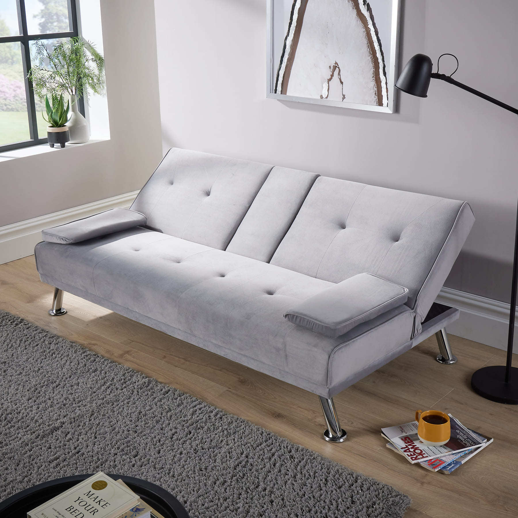 Luna Grey Velvet Sofa Bed