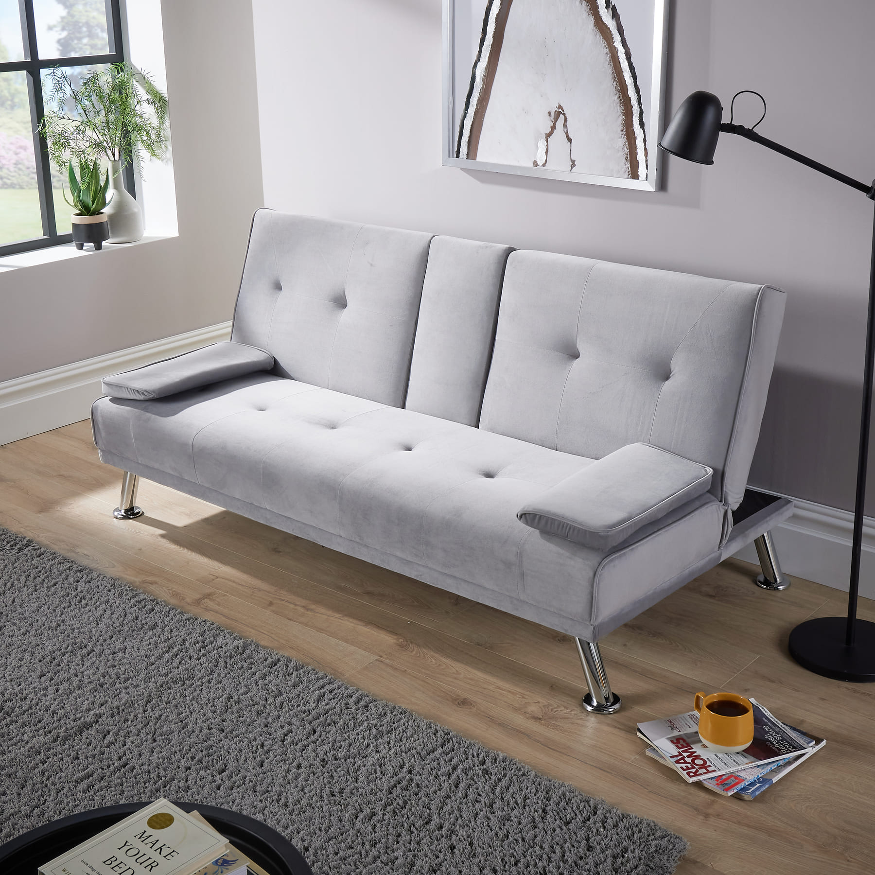 Luna Grey Velvet Sofa Bed