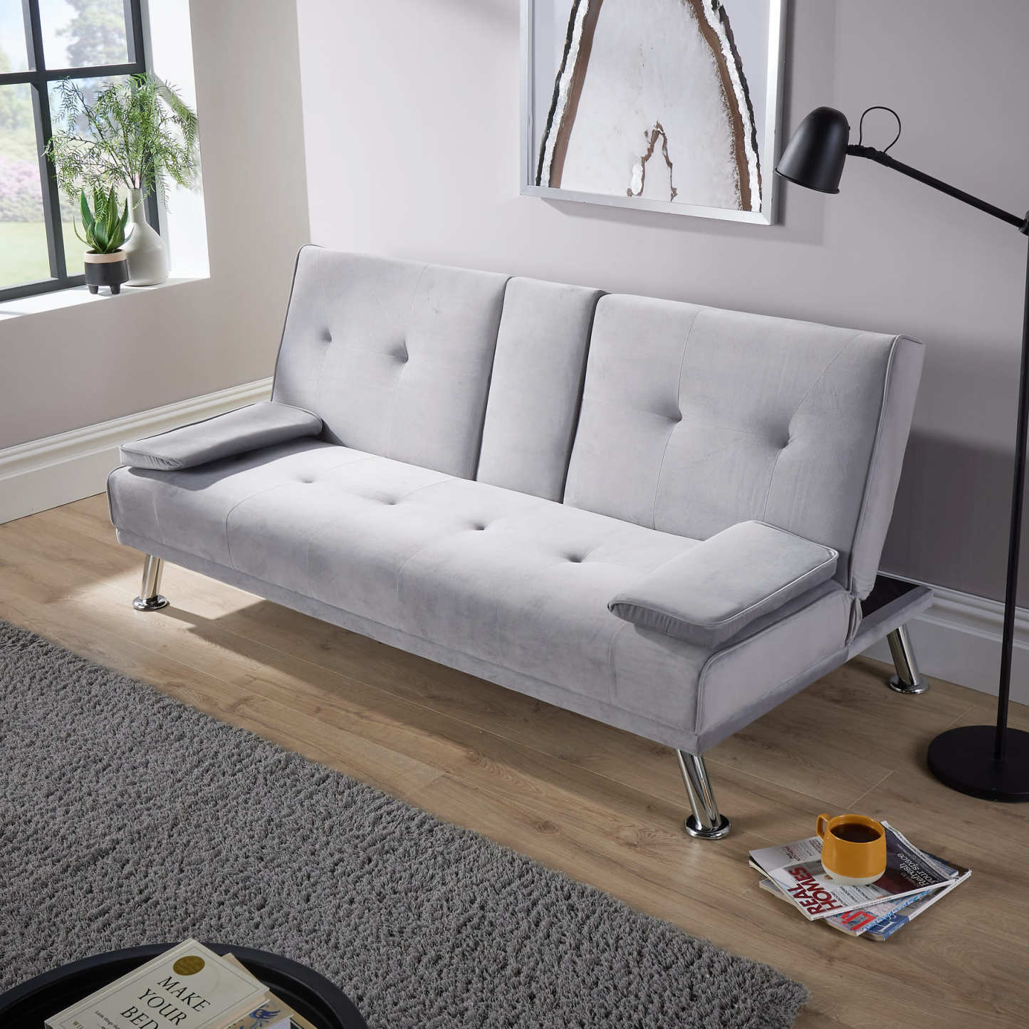 Luna Grey Velvet Sofa Bed