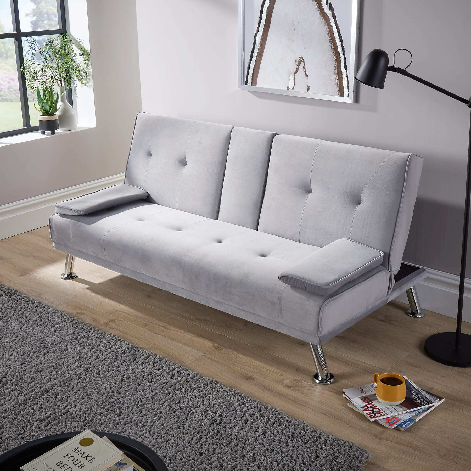 Luna Grey Velvet Sofa Bed