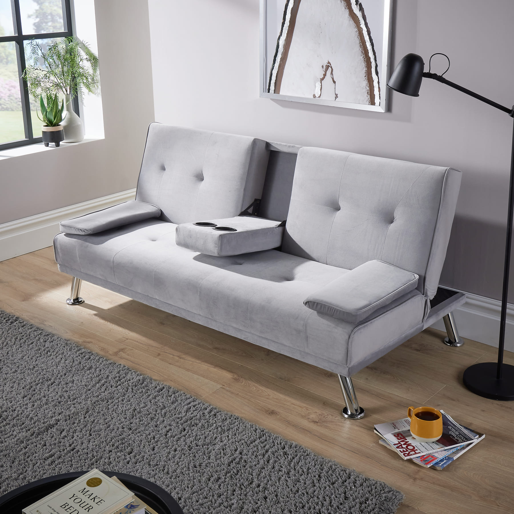 Luna Grey Velvet Sofa Bed