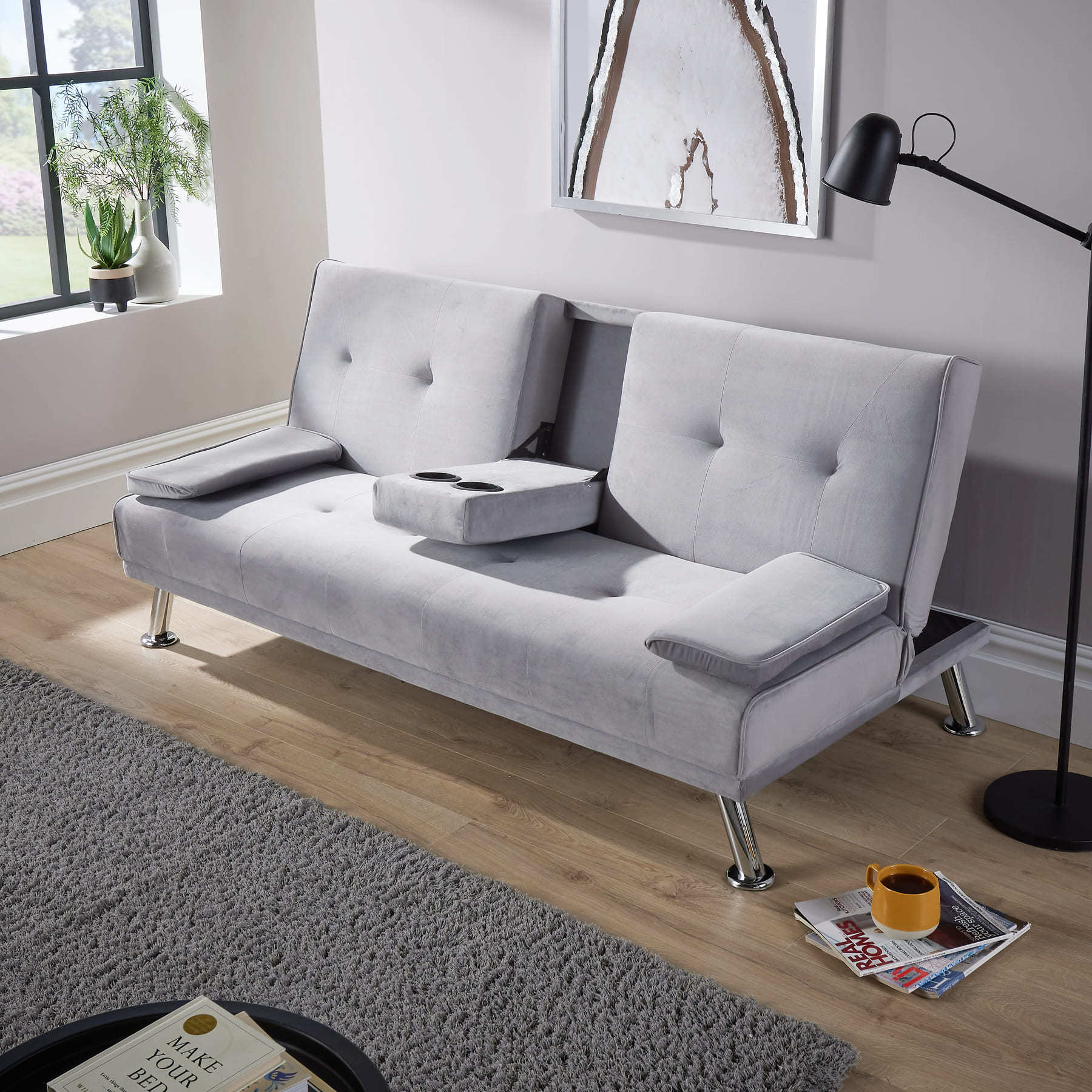 Luna Grey Velvet Sofa Bed