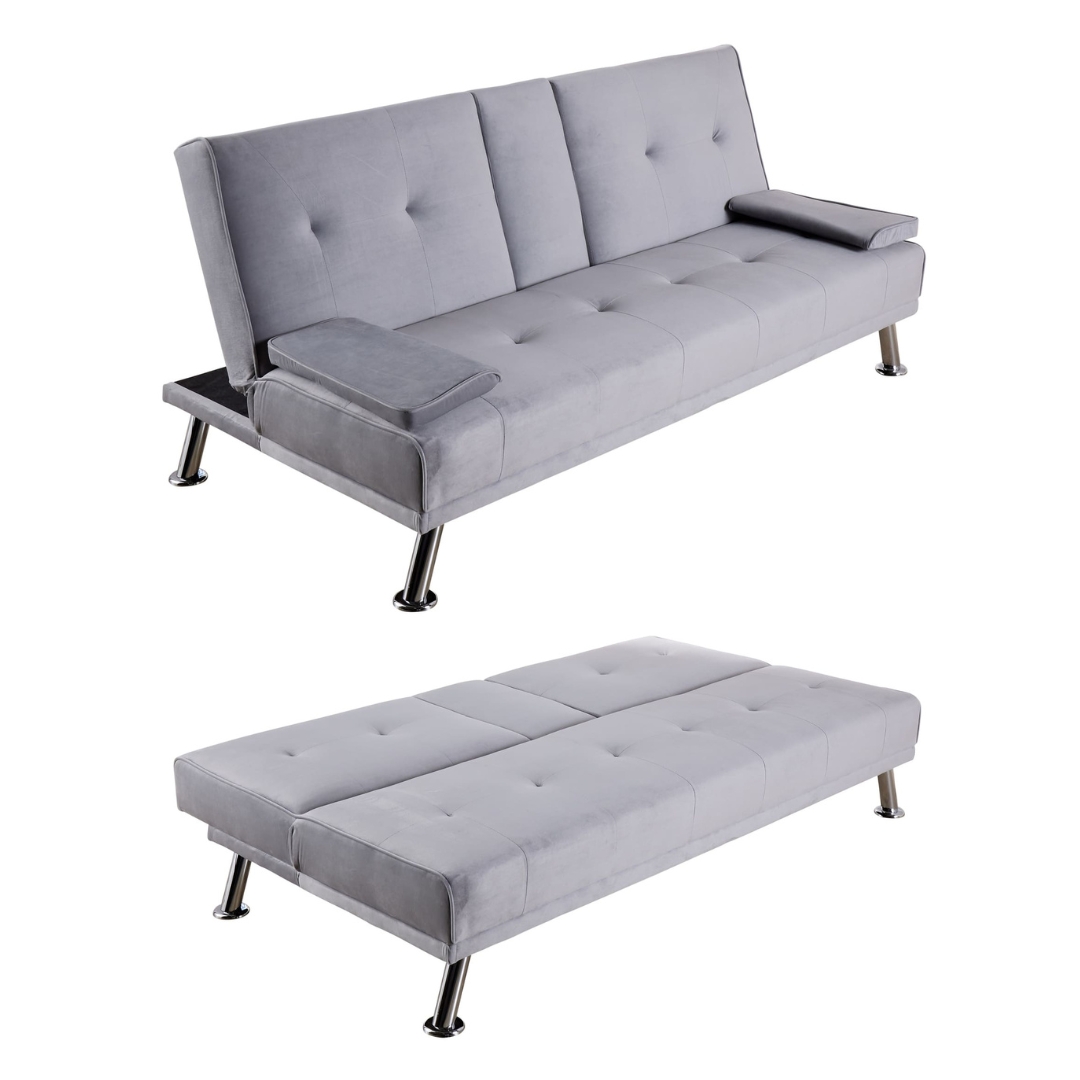 Luna Grey Velvet Sofa Bed
