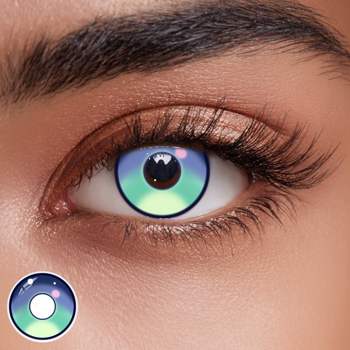 Cosplay Vivid Aura Blue-Green Colored Contact Lenses