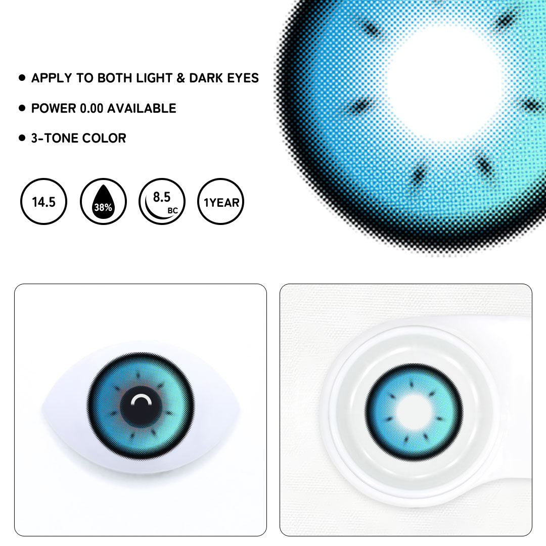 Auburn Gleam Blue Colored Contact Lenses