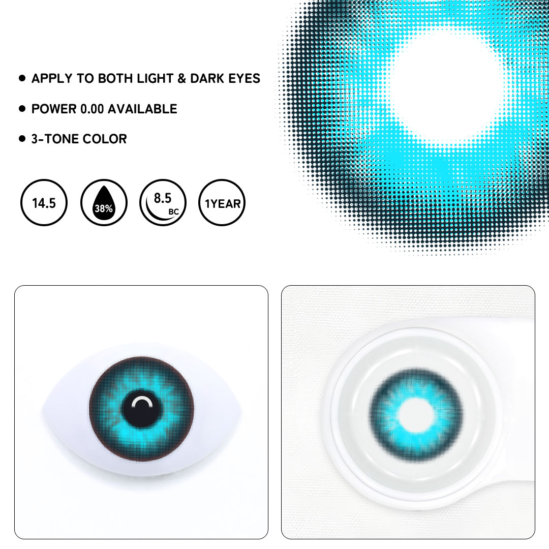 Cosplay Azure Knight Blue Colored Contact Lenses