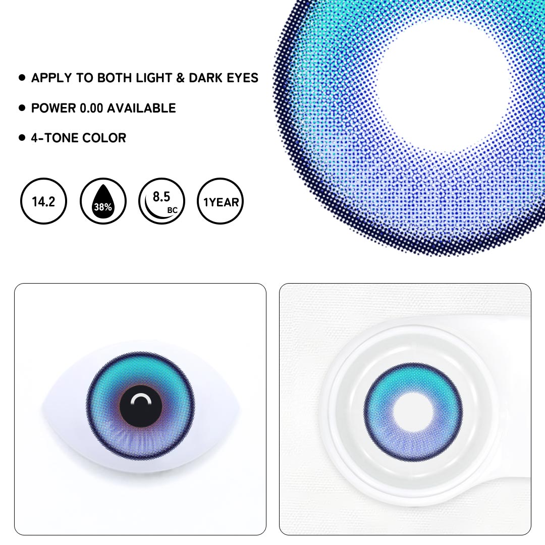 Coastal Blue Colored Contact Lenses