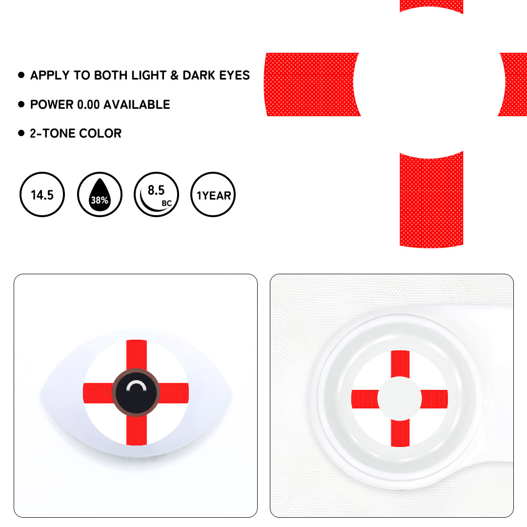 English Flag Colored Contact Lenses