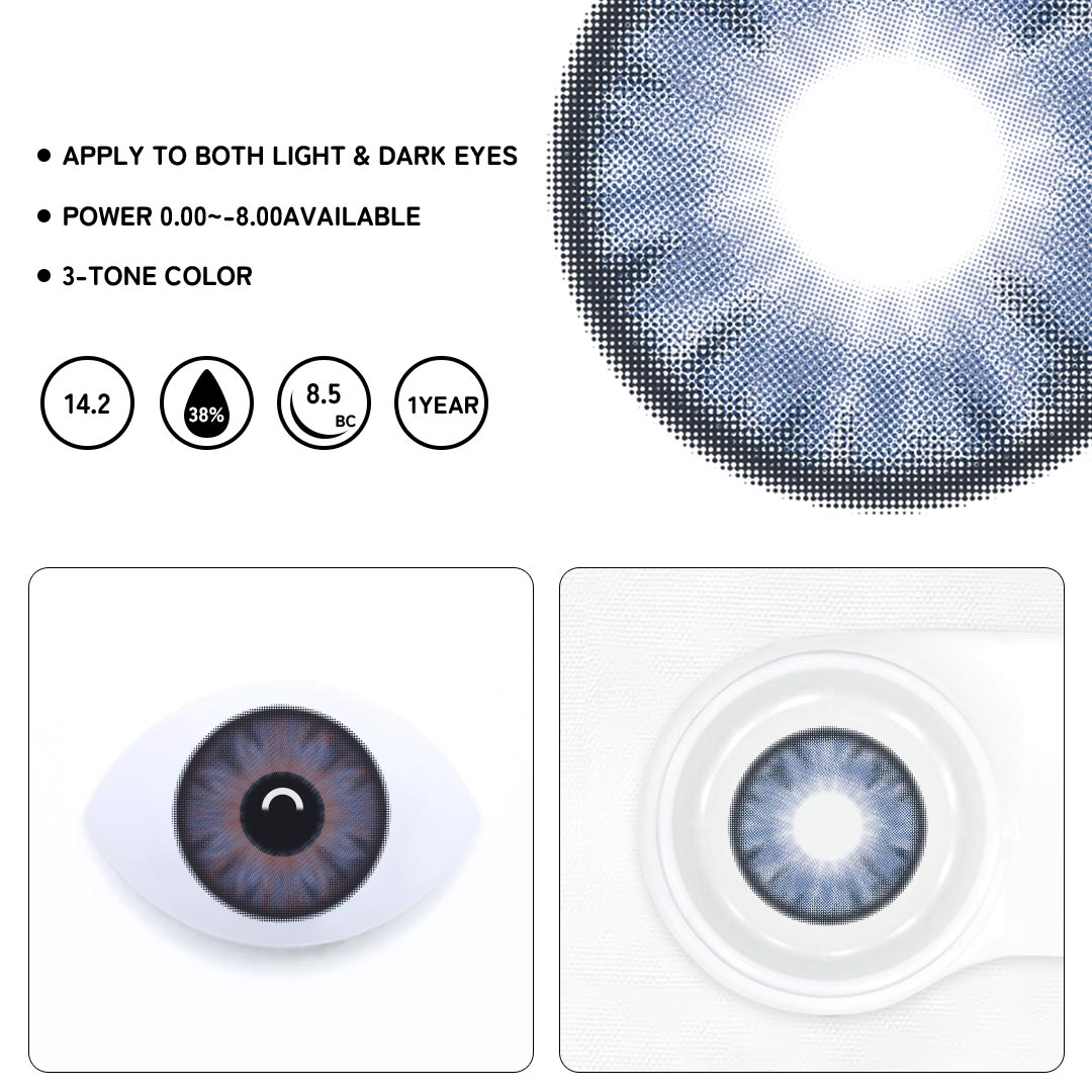 Ethereal Bloom Blue Prescription Colored Contact Lenses