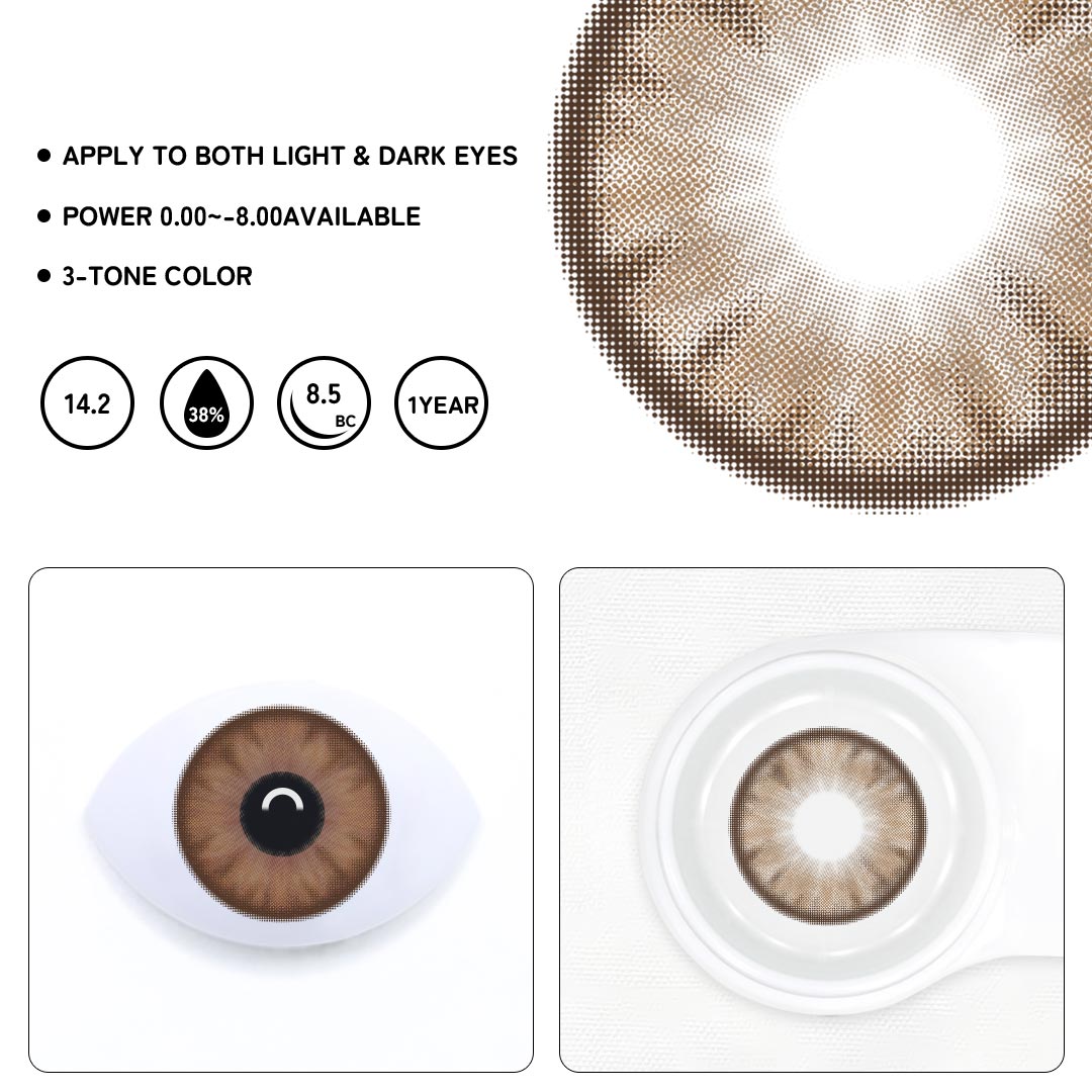 Ethereal Bloom Brown Prescription Colored Contact Lenses