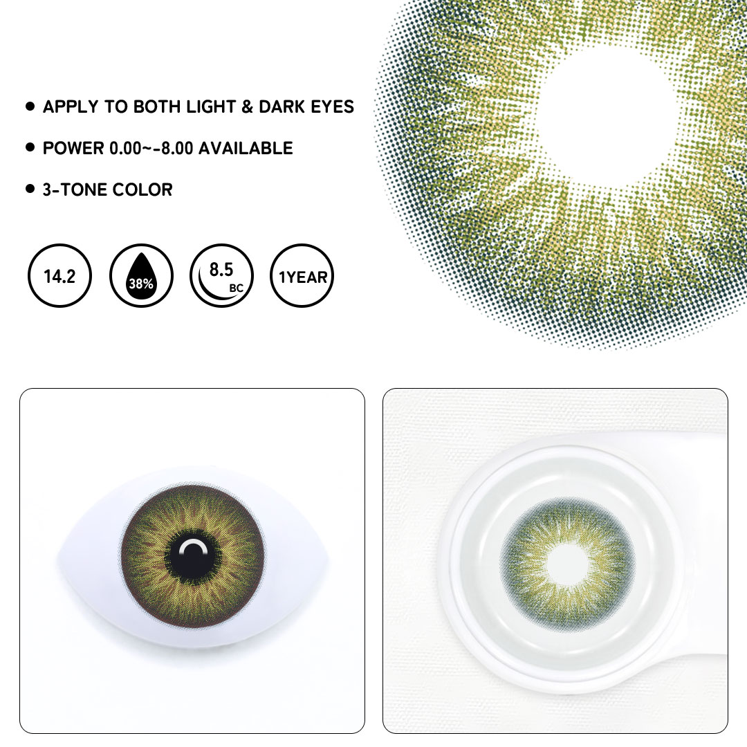Florescent Green Colored Contact Lenses