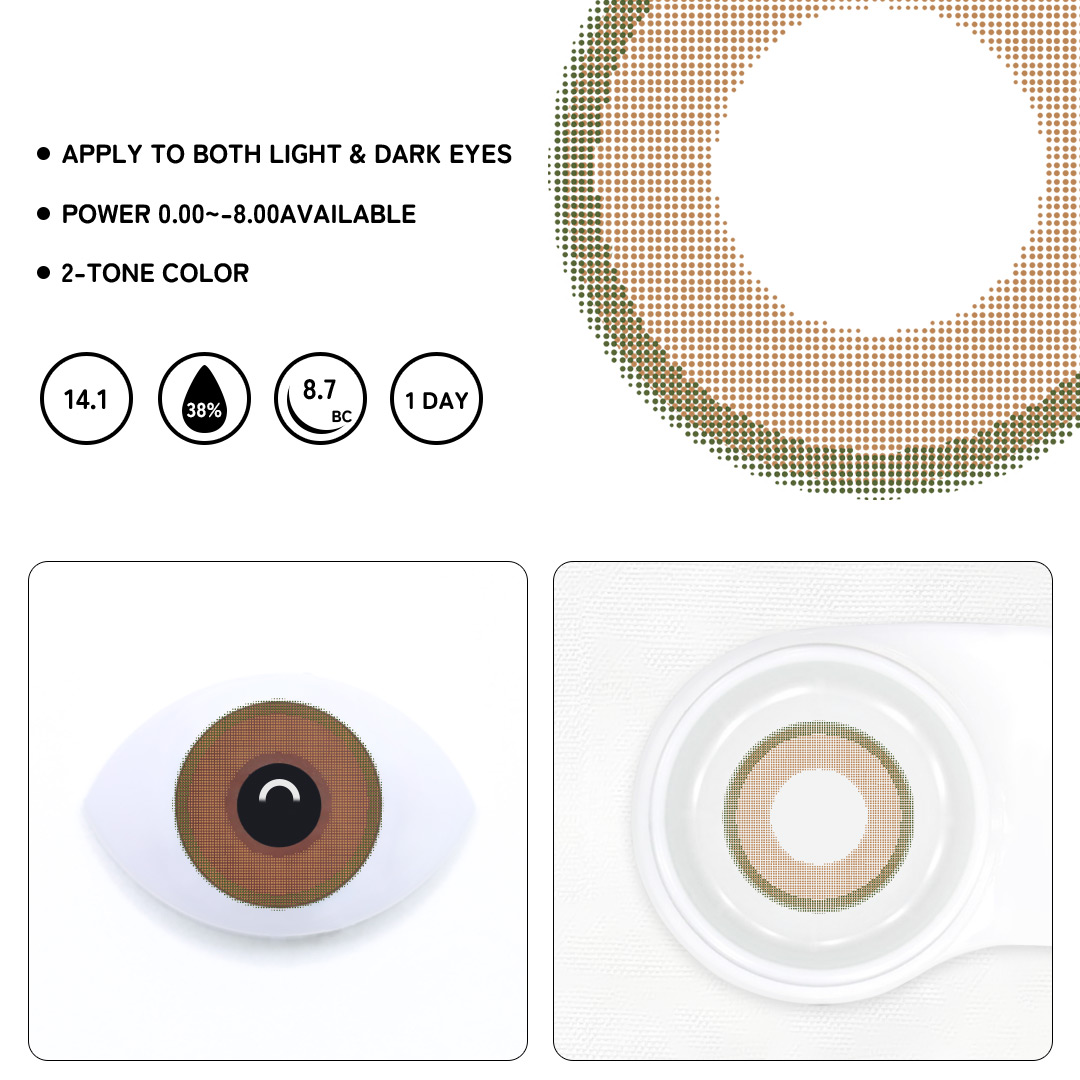 Honeydew Brown-Green Colored Contact Lenses | Daily，10Pcs