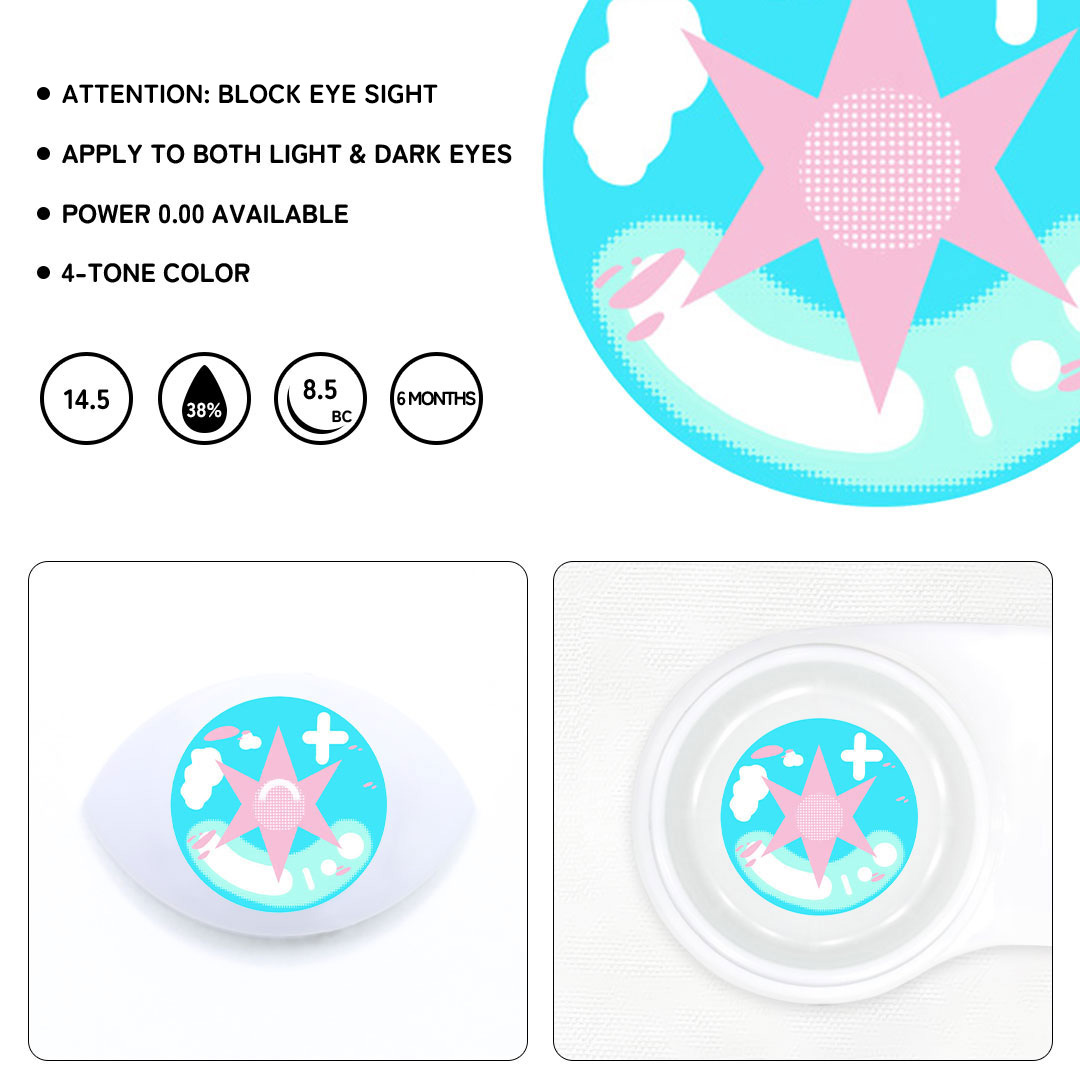 Cosplay Icy Radiance Blue Colored Contact Lenses- 6 Months