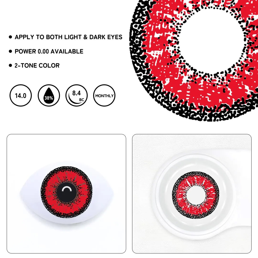 Love Words Red Colored Contact Lenses- Monthly