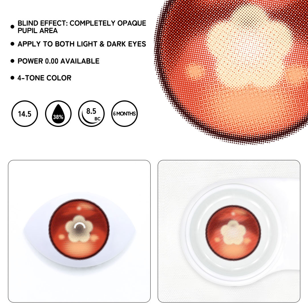 Cosplay Shadow Gleam Red Colored Contact Lenses- 6 Months