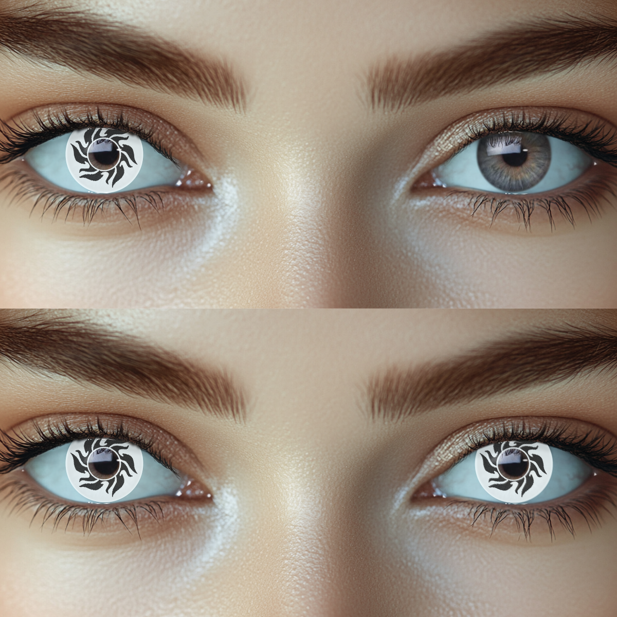 Tribal Tattoo Black-White Colored Contact Lenses