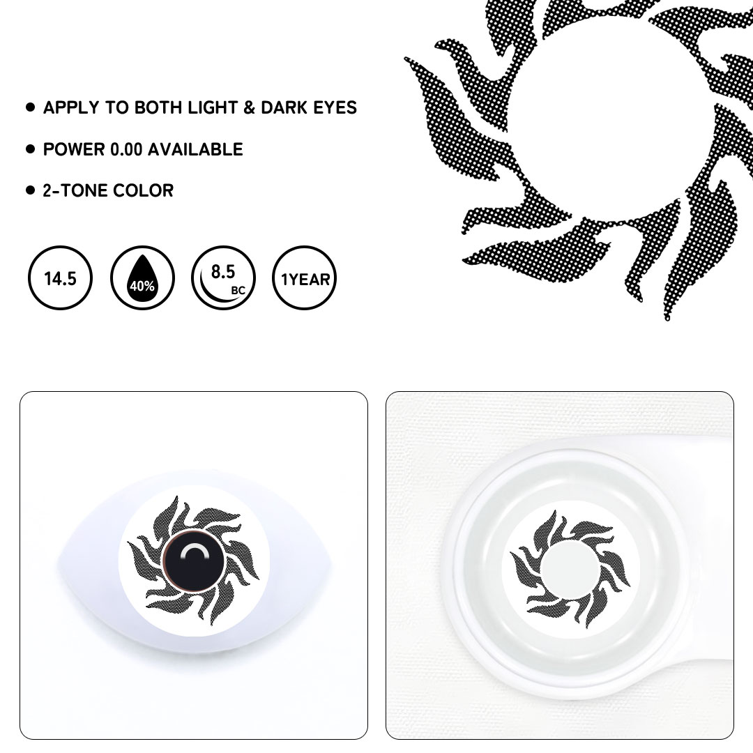Tribal Tattoo Black-White Colored Contact Lenses