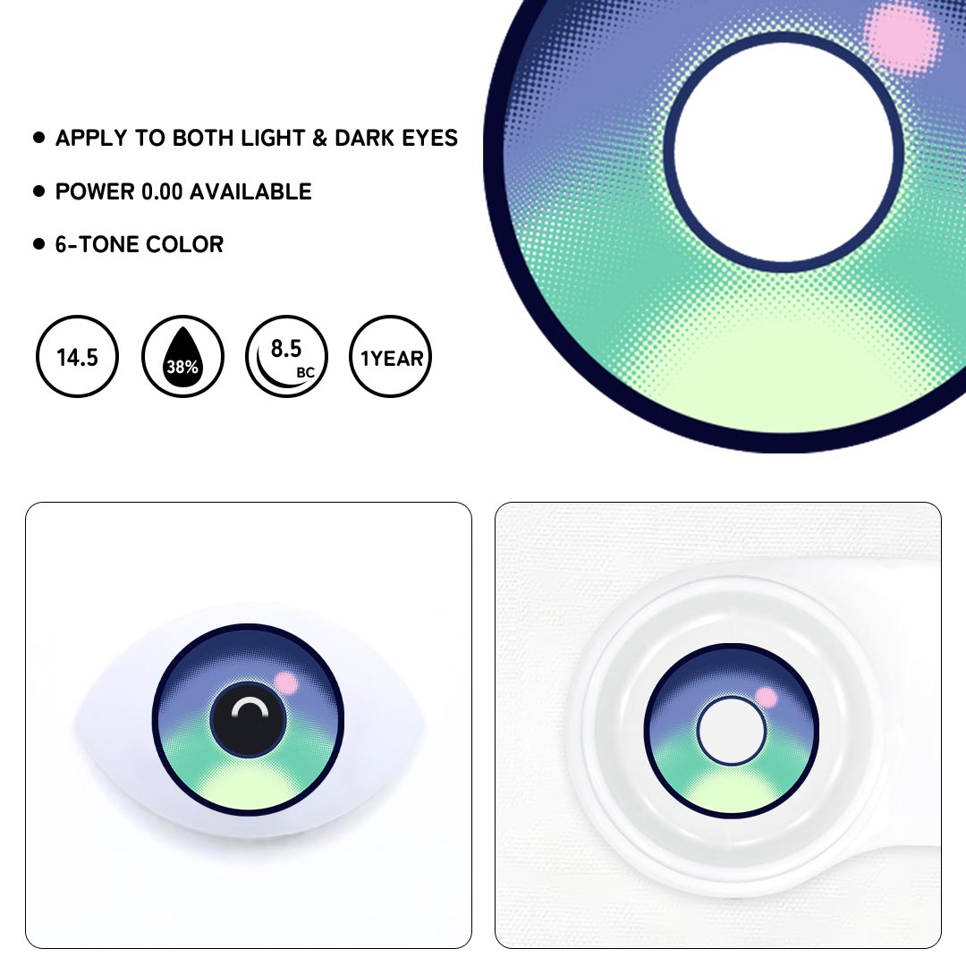 Cosplay Vivid Aura Blue-Green Colored Contact Lenses