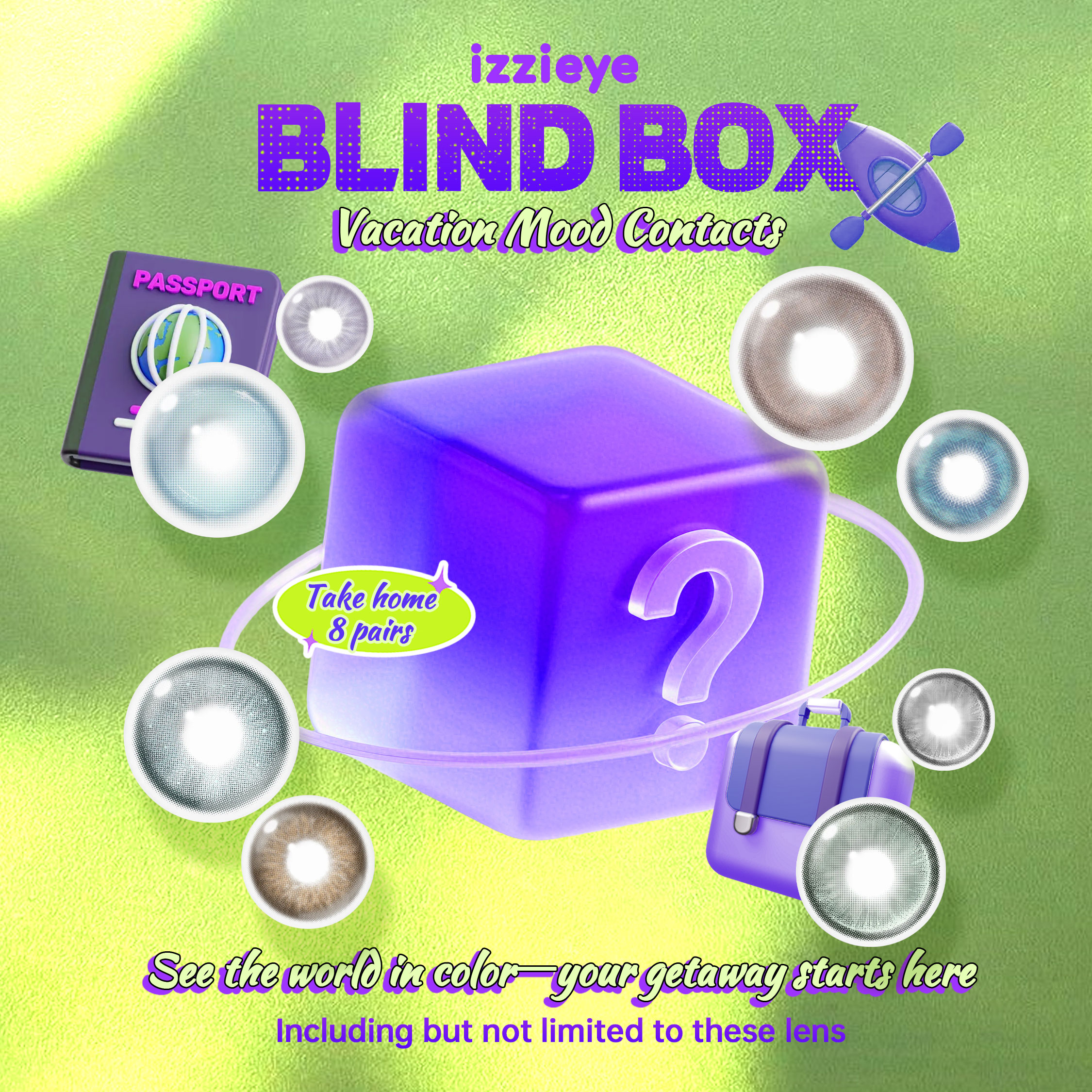 Vacation Mood Contacts Blind Box | 8 Pairs,1 Year