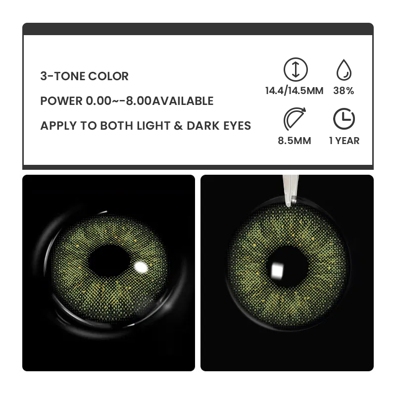 Sandy Green - 1 Year, 2 lenses Colored Contacts - Gleglow