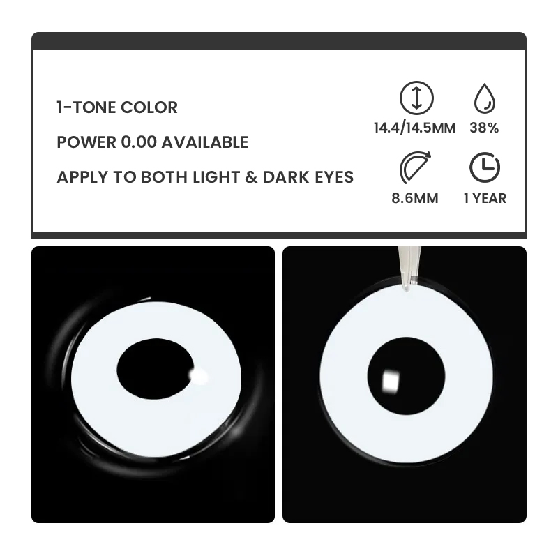 Blank White - 1 Year, 2 lenses Colored Contacts - Gleglow