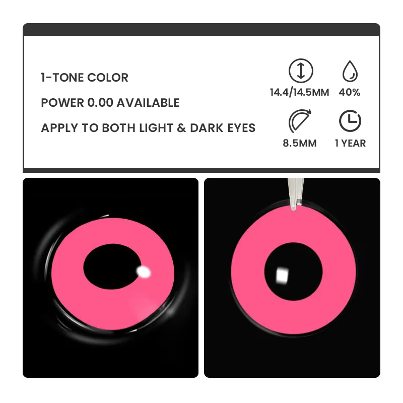 Blank Pink - 1 Year, 2 lenses Colored Contacts - Gleglow