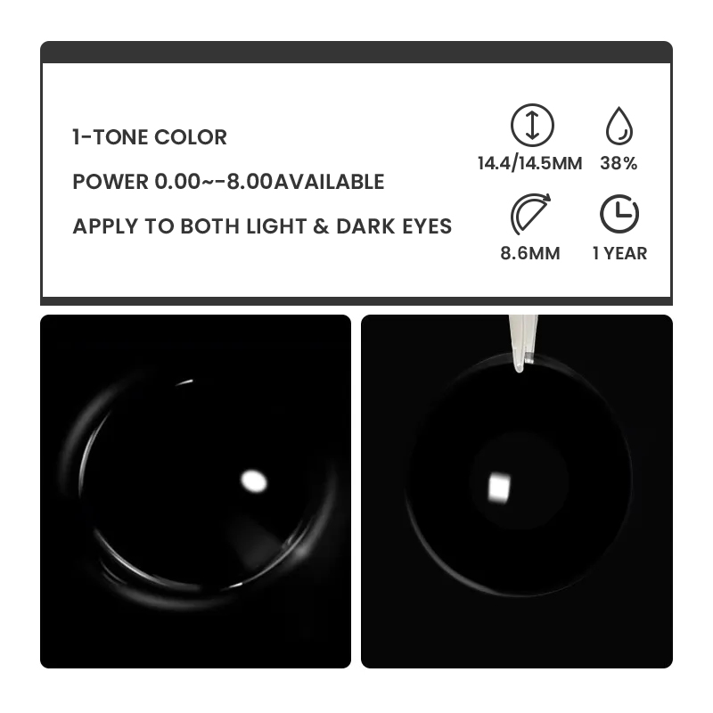 Blank Black - 1 Year, 2 lenses Colored Contacts - Gleglow