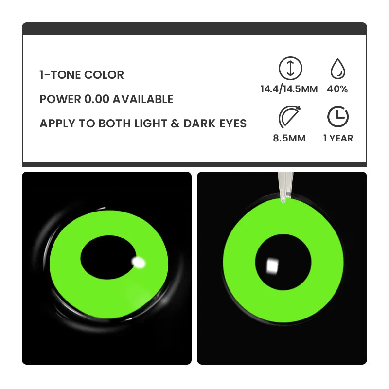 Blank Green - 1 Year, 2 lenses Colored Contacts - Gleglow
