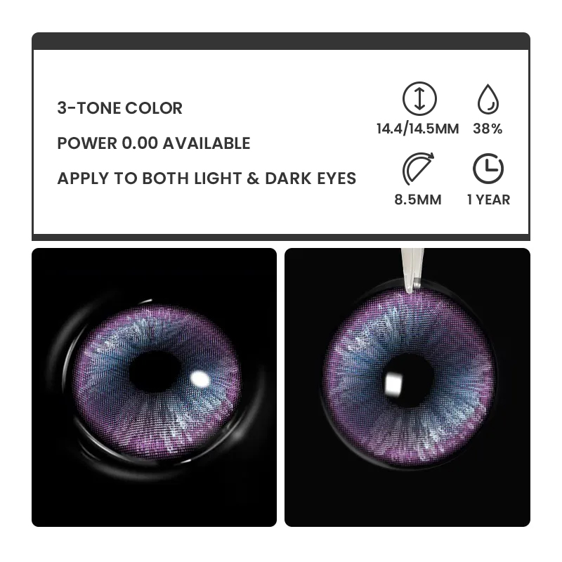 Coco Light Purple - 1 Year, 2 lenses Colored Contacts - Gleglow