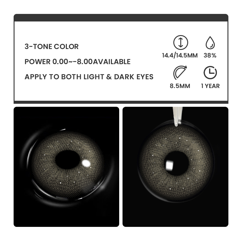 Aerin Grey - 1 Year, 2 lenses Colored Contacts - Gleglow