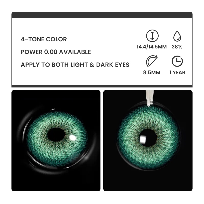 Magic Pop Green - 1 Year, 2 lenses Colored Contacts - Gleglow