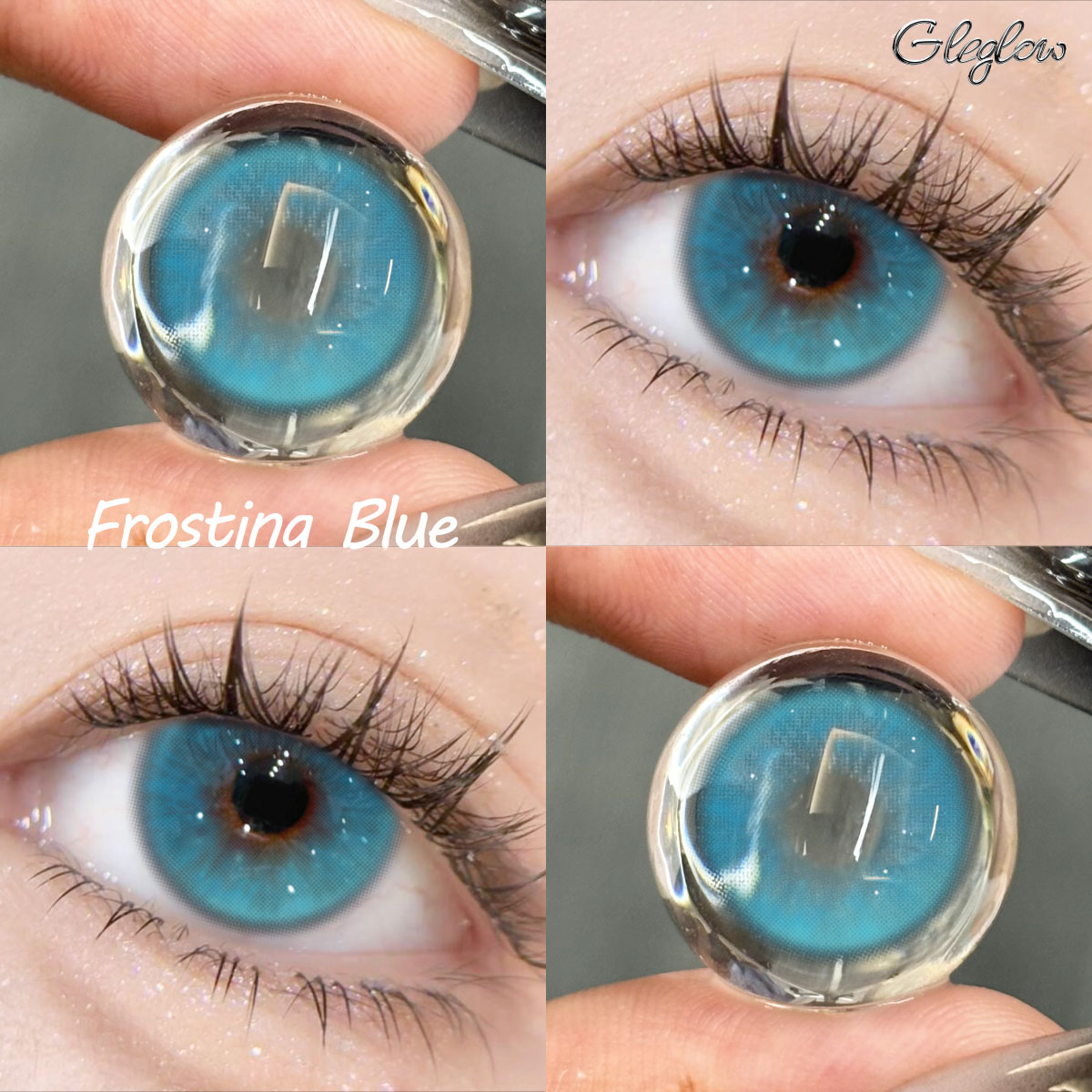 Frostina Blue - 1 Year, 2 lenses Colored Contacts - Gleglow