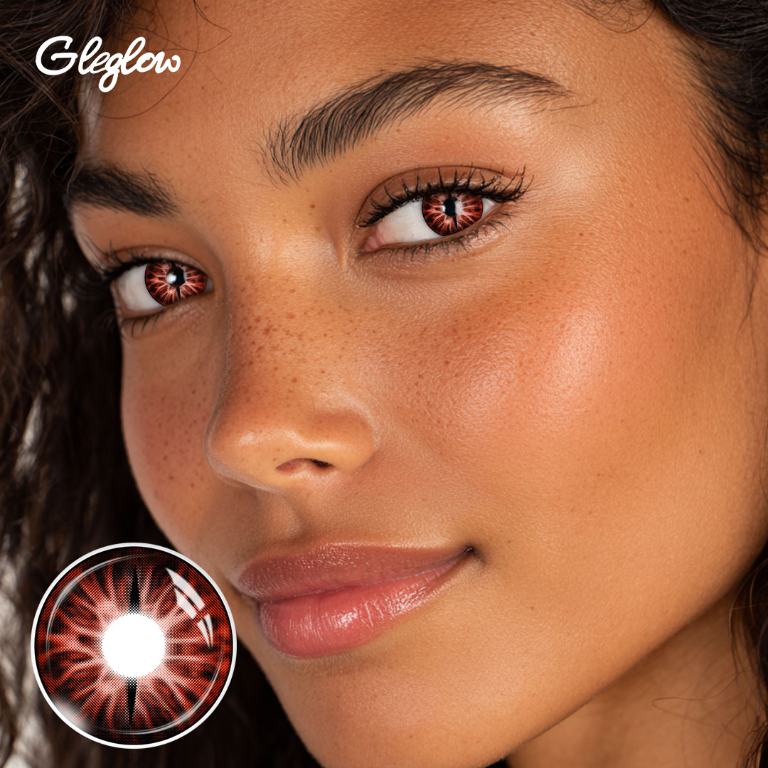 Snake Gaze Red - 1 Year, 2 lenses Colored Contacts - Gleglow