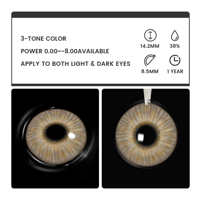 Vaelis Hazel - 1 Year, 2 lenses Colored Contacts - Gleglow