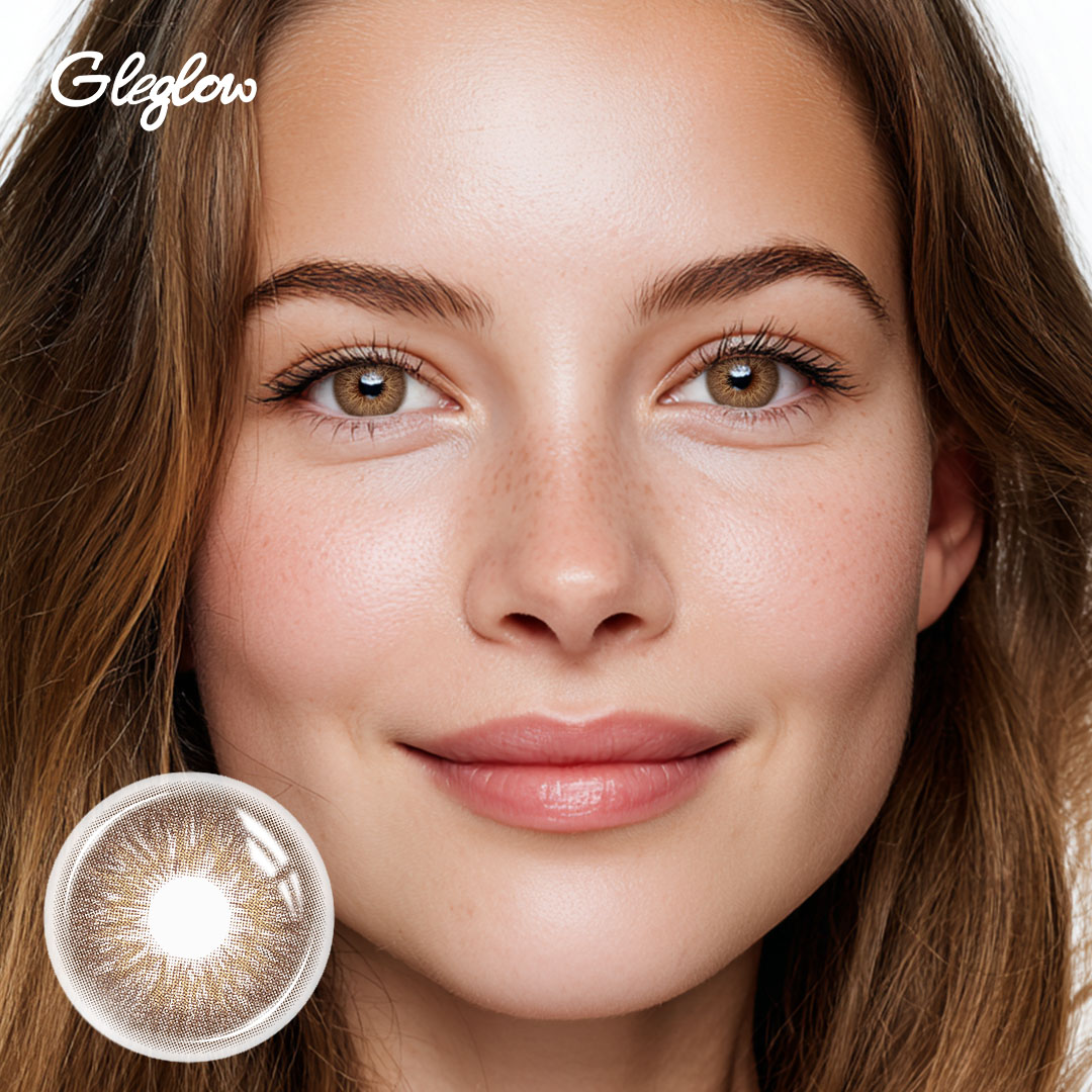 Florescent Brown - 1 Year, 2 lenses Colored Contacts - Gleglow