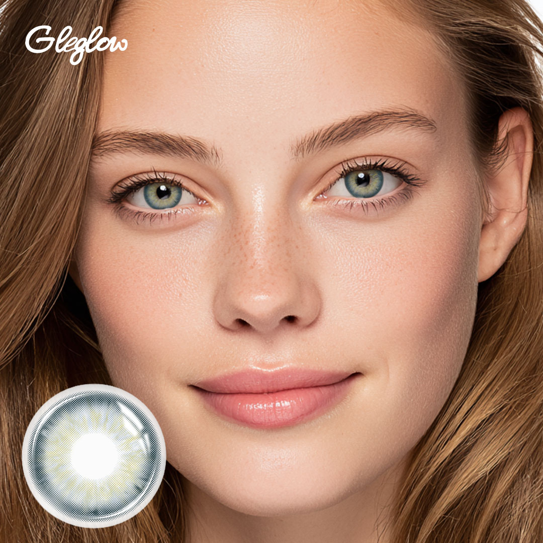 Teardrop Grey - 1 Year, 2 lenses Colored Contacts - Gleglow