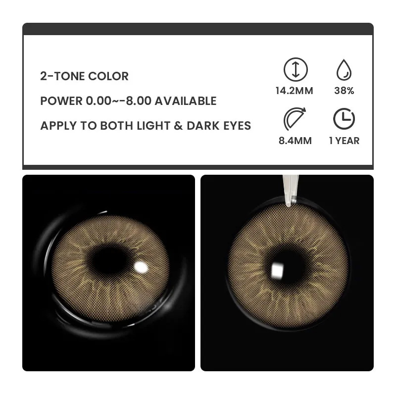 Auburn Light Brown - 1 Year, 2 lenses Colored Contacts - Gleglow