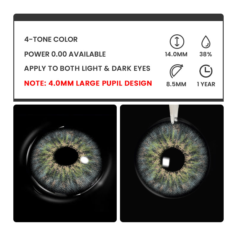 Pro Petite Iris Grey Green - 1 Year, 2 lenses