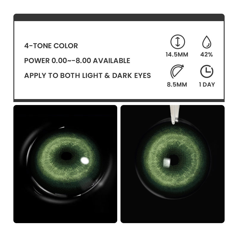 Selene Green - 1 Day, 2 lenses Colored Contacts - Gleglow